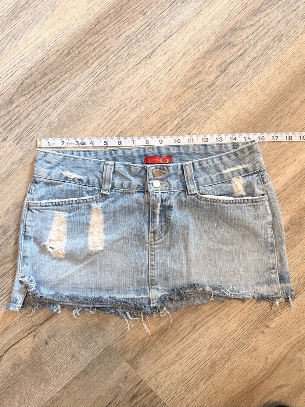 Gadzooks Distressed Light Blue Denim Mini Skirt